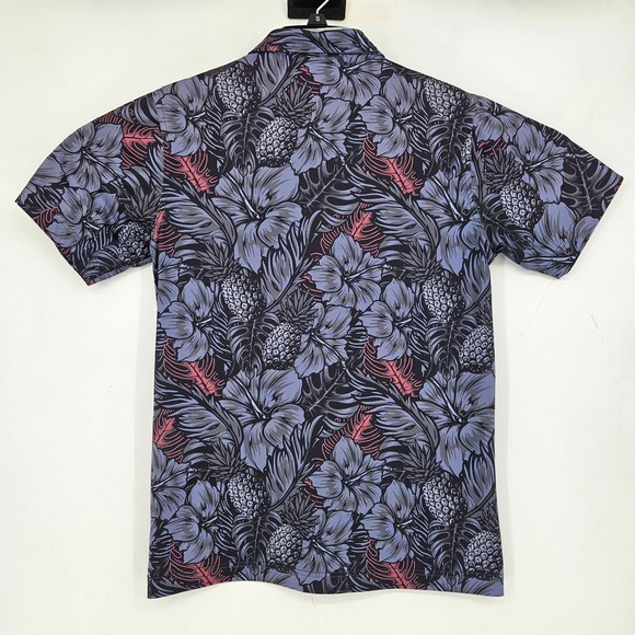 Waggle‎ Polo Shirt Mens Small Hawaiian Floral AOP Golf Performance Short Sleeve - Picture 4 of 7